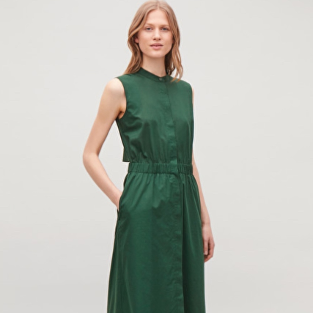 WANTED! LONG OPEN-BACK SHIRT DRESS COS  Green  6